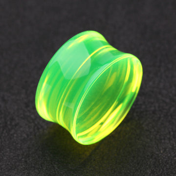 Detail View 1 of A Pair of Basic UV Acrylic Double Flared Ear Gauge Plug-Green